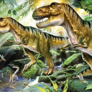 Kifestő készlet akrilfestékkel, ecsettel, gyerekeknek - 30x40 cm - Számos kifestő készlet - Dinoszauruszok