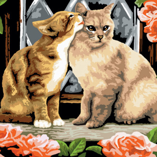 Kifestő készlet akrilfestékkel, ecsettel, gyerekeknek 11 éves kortól - 30x40 cm - Cicák