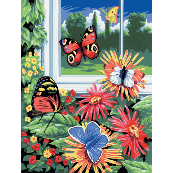 Kifestő készlet akrilfestékkel, ecsettel, gyerekeknek 8 éves kortól - 20x25 cm - Pillangók