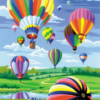 Kifestő készlet akrilfestékkel, ecsettel, gyerekeknek 8 éves kortól - 20x25 cm - Hőlégballon