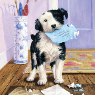 Kifestő készlet számokkal, ecsettel, gyerekeknek 8 éves kortól - 20x25 cm - Kiskutya behozza a leveleket a gazdinak