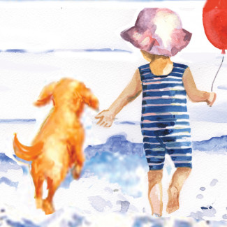 Kifestő készlet akrilfestékkel, ecsettel, gyerekeknek 8 éves kortól - 20x25 cm - Strandon