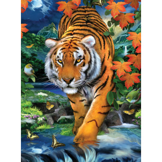 Kifestő készlet akrilfestékkel, ecsettel, gyerekeknek 8 éves kortól - 20x25 cm - Tigris vadászaton Kifestő készlet akrilfestékkel, ecsettel, gyerekeknek 8 éves kortól - 20x25 cm - Tigris vadászaton