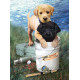 Számoztt kifestő készlet akrilfestékkel, ecsettel, gyerekeknek 8 éves kortól - 20x25 cm - Labrador kölykök a tóparton Számoztt kifestő készlet akrilfestékkel, ecsettel, gyerekeknek 8 éves kortól - 20x25 cm - Labrador kölykök a tóparton