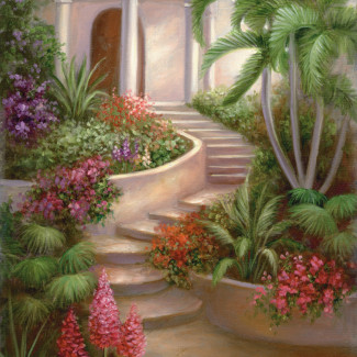 Kifestő készlet vászonra, akrilfestékkel, ecsettel, felnőtteknek - 28x36 cm - Trópusi kert