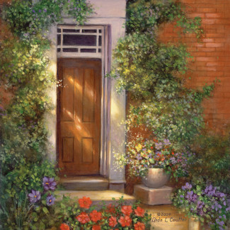 Kifestő készlet vászonra, akrilfestékkel, ecsettel, felnőtteknek - 28x36 cm - Viktoriánus ház bejárata