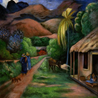 Kifestő készlet vászonra, akrilfestékkel, ecsettel, felnőtteknek - 28x36 cm - Hegyi út