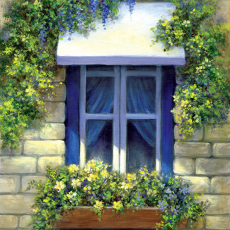 Kifestő készlet vászonra, akrilfestékkel, ecsettel, felnőtteknek - 28x36 cm - Ablak