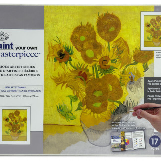 Kifestő készlet vászonra, akrilfestékkel, ecsettel, felnőtteknek - 23x31 cm - Van Gogh: Napraforgók