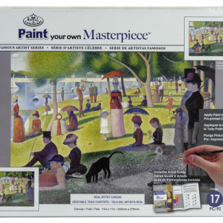 Kifestő készlet vászonra, akrilfestékkel, ecsettel, felnőtteknek - 23x31 cm - Georges Seurat: Vasárnap délután