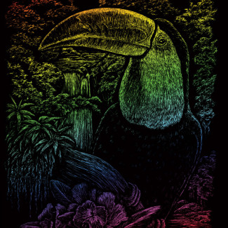 Képkarcoló készlet karctűvel - 20x25 cm - Szivárványos - Tukán