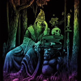 Képkarcoló készlet karctűvel - 20x25 cm - Szivárványos - Varázsló