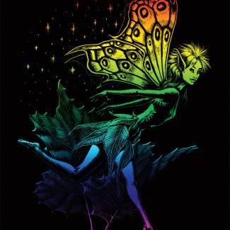 Képkarcoló készlet karctűvel - 20x25 cm - Szivárványos - Táncoló tündér