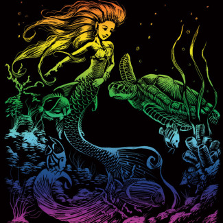 Képkarcoló készlet karctűvel - 20x25 cm - Szivárványos - Hableány