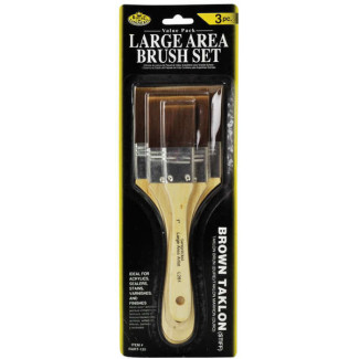 Oszlató ecset, kiváló minőségű - barna Taklon alapozó ecset szett - 25mm, 50mm és 75 mm széles ecsetek készletben