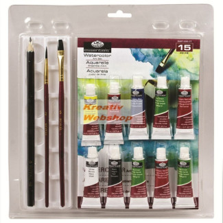 Tubusos akvarell készlet ecsetekkel és akvarell tömbbel - Kezdő festőkészlet áttetsző csomagolásban
