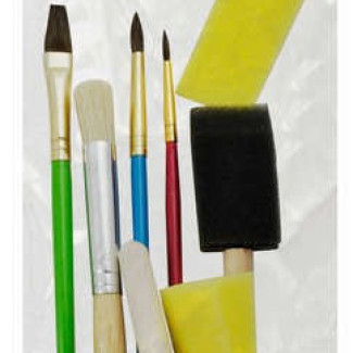 Iskolai ecsetkészlet - Természetes szőrű ecsetek és szivacsecsetek - 7 db-os gazdaságos ecsetkészlet