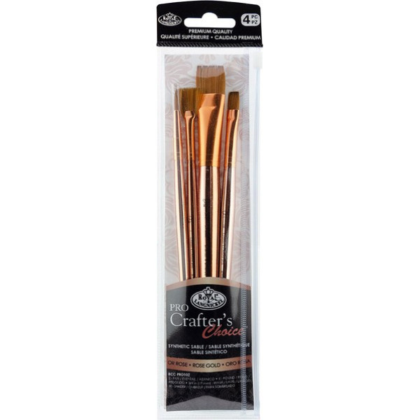 Professzionális hobby ecset készlet - Pro Rose Gold lapos ecsetek hegyes ecsettel, 4 db Professzionális hobby ecset készlet - Pro Rose Gold lapos ecsetek hegyes ecsettel, 4 db