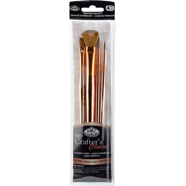 Professzionális hobby ecset készlet - Pro Rose Gold hegyes ecsetek elmosó ecsettel, 4 db Professzionális hobby ecset készlet - Pro Rose Gold hegyes ecsetek elmosó ecsettel, 4 db