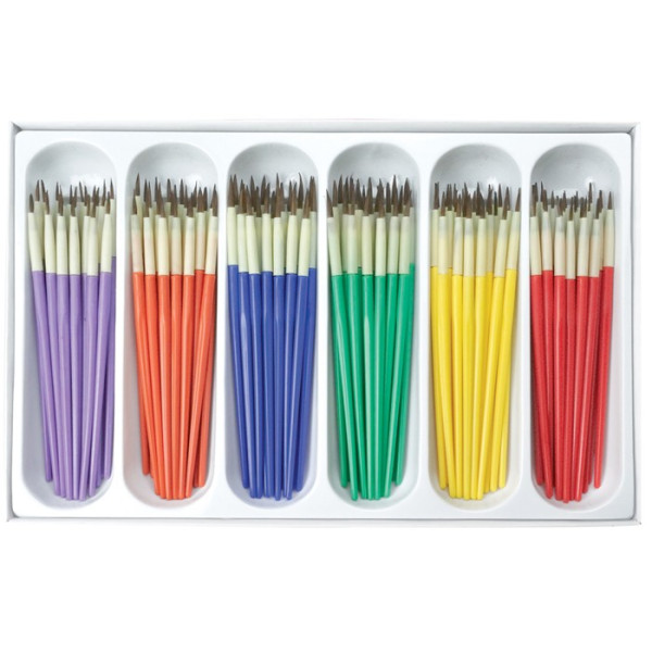 Ecsetkészlet Iskoláknak 24x6 db - Természetes szőrű kerek iskolai ecsetek - 144 db-os ecsetkészlet Ecsetkészlet Iskoláknak 24x6 db - Természetes szőrű kerek iskolai ecsetek - 144 db-os ecsetkészlet