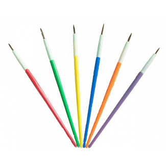 Iskolai Ecsetkészlet - Természetes szőrű kerek iskolai ecsetek, színkódolt műanyag nyéllel - 6 db-os készlet