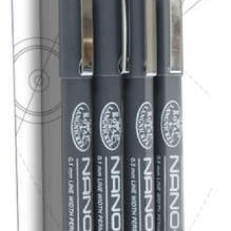 Tűfilc készlet, Nano-Liner: 01, 02, 03, 05 fekete, 4db-os készlet