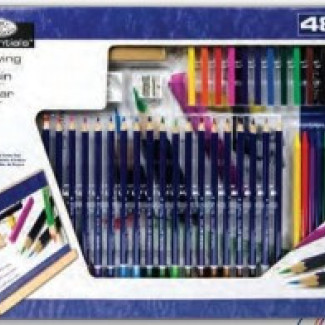 Óriás asztali színes rajzkészlet dönthető A3 asztali rajztáblával - Royal - 48 részes