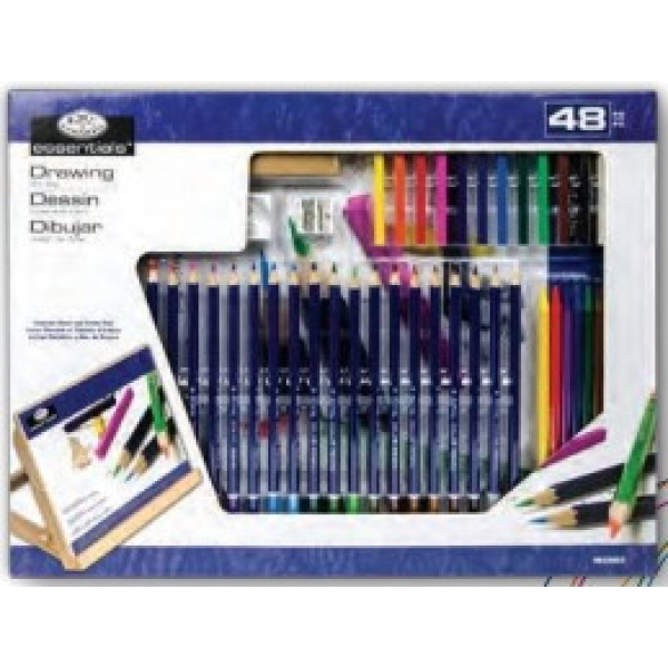 Óriás asztali színes rajzkészlet dönthető A3 asztali rajztáblával - Royal - 48 részes