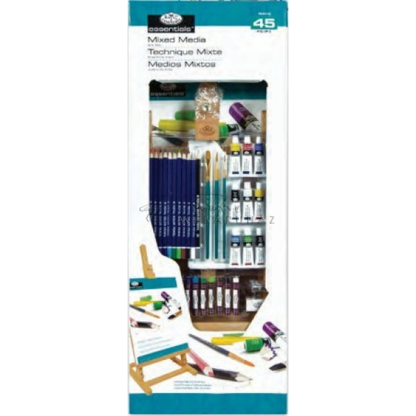 Óriás művészkészlet, nagy asztali álló festőállvánnyal, vegyes - Royal Mixed Media 45 részes szett, 25x66cm