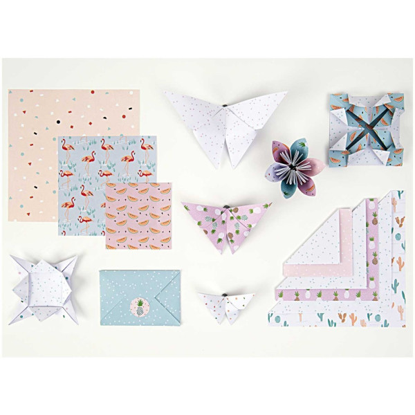 Origami papír - 60 lapos készlet - Romantikus virágok, 12 minta Origami papír - 60 lapos készlet - Romantikus virágok, 12 minta