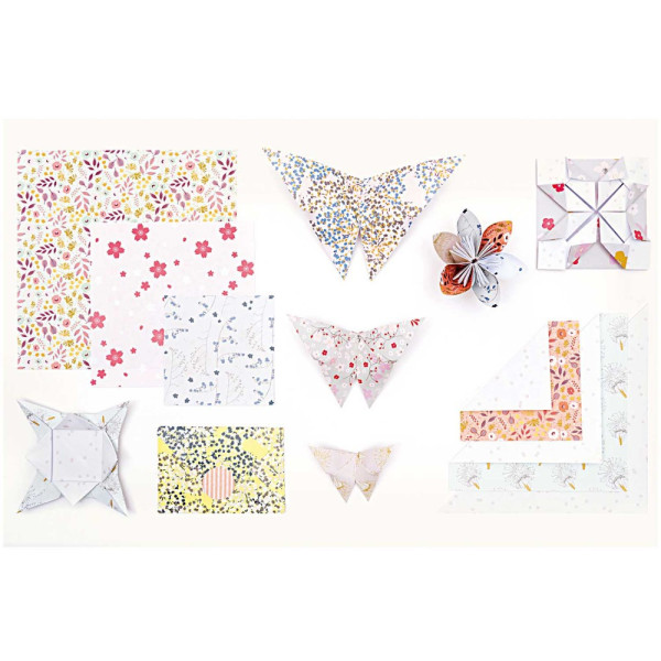 Origami papír - 60 lapos készlet - Virágszirmok, 12 minta Origami papír - 60 lapos készlet - Virágszirmok, 12 minta