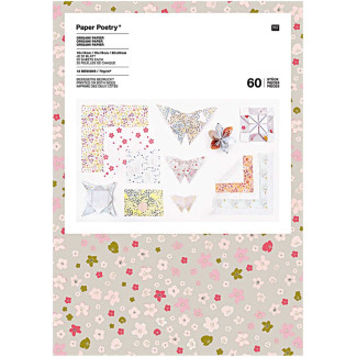 Origami papír - 60 lapos készlet - Virágszirmok, 12 minta