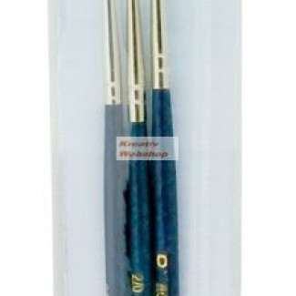 Ecsetkészlet - Nyest, vékony hegyes - 3 darabos - - Visszazárható cipzáras ecsettartóban