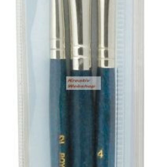 Ecsetkészlet - Sörte, lapos - 2, 4, 6- Visszazárható cipzáras ecsettartóban