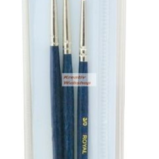 Ecsetkészlet - Gold taklon, vékony hegyes - 3db - Visszazárható cipzáras ecsettartóban