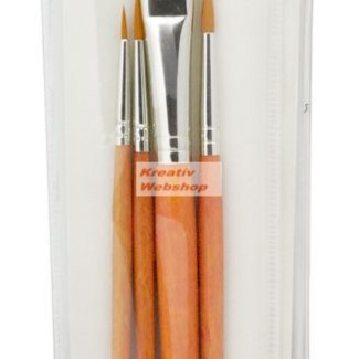 Ecsetkészlet - Gold taklon, lapos és kerek - 4 darabos- Visszazárható cipzáras tartóban