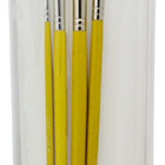 Ecsetkészlet - White taklon, lapos, macskanyelv és kerek - 4 darabos hosszúnyelű ecsetkészlet