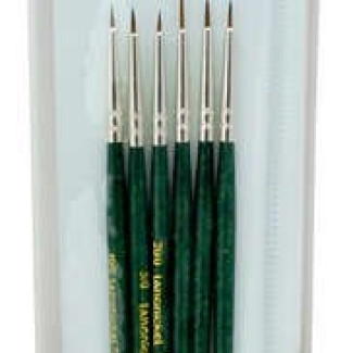 Ecsetkészlet - Taklon, vékony hegyes escetek - 6db - Visszazárható cipzáras ecsettartóban