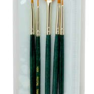 Ecsetkészlet - Gold taklon, vékony hegyes és legyező ecset - 5db - Visszazárható cipzáras ecsettartóban