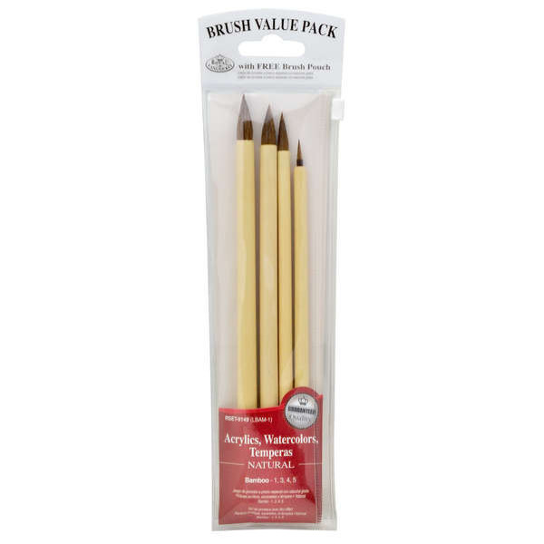 Ecsetkészlet - Természetes szőrű ecsetek- Bambusznyéllel - 4 darabos Ecsetkészlet - Természetes szőrű ecsetek- Bambusznyéllel - 4 darabos