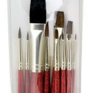 Ecsetkészlet - Nyest és Camel ecsetek vegyesen - 10db - Visszazárható cipzáras ecsettartóban