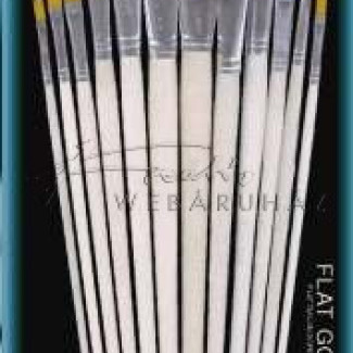 Szintetikus ecset készlet, 12 db-os, lapos, hosszú nyelű - Gold Taklon