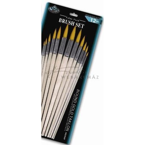 Ecsetkészlet - 12 db-os hegyes kerek - Royal Gold Taklon művészecsetek