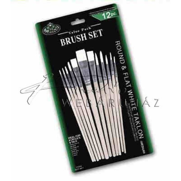 Ecsetkészlet - 12 db-os vegyes - Royal White Taklon művészecsetek Ecsetkészlet - 12 db-os vegyes - Royal White Taklon művészecsetek