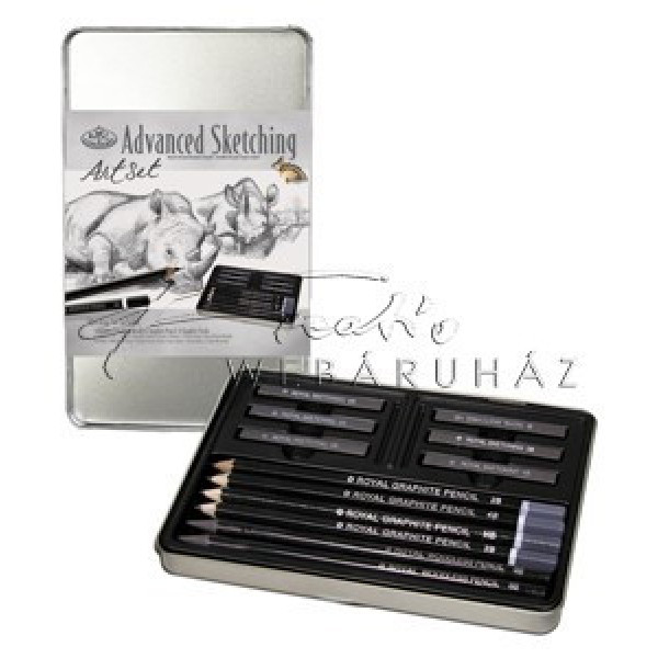 Rajzkészlet - grafikai rajzkészlet fém ceruzatartóban - Royal 13