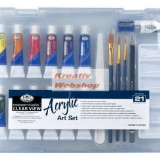 Akrilfestő készlet, közepes - Divatos áttetsző táskában - Royal kezdő készlet akrilfestékkel