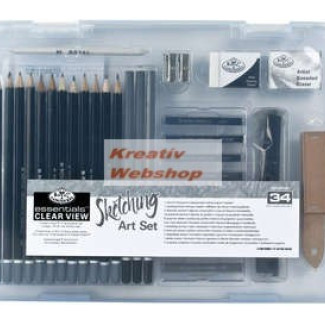 Grafikai készlet 34db-os - Divatos áttetsző táskában - Royal kezdő készlet vázlatkészítéshez, grafikához