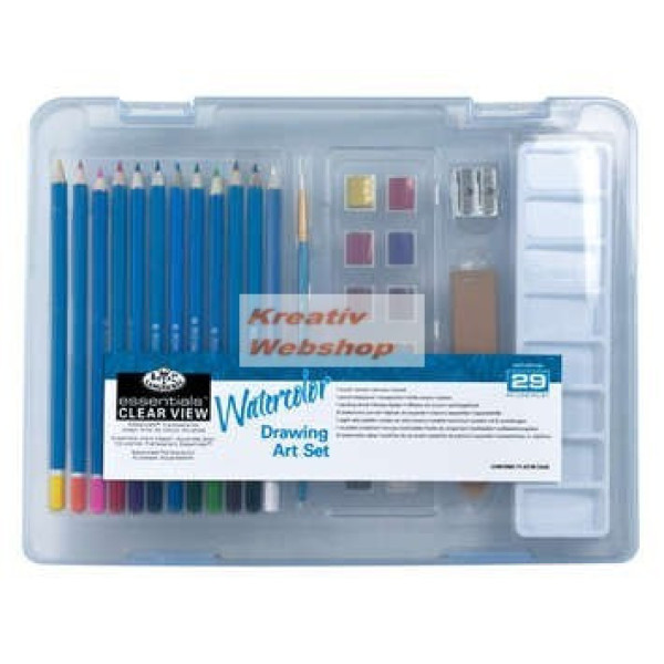 Akvarellceruza készlet 29db-os - Divatos áttetsző táskában - Royal kezdő készlet vízzel oldható akvarellceruzákkal