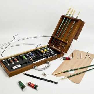 Nagy olajfestő művészkészlet, fadobozos - Royal Oil Painting 24 - 36x18x5,5 cm