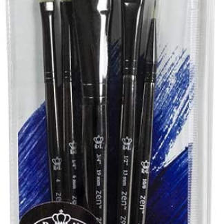 Művészecset készlet "ZEN 5" vegyes ecsetkészlet széles lapos ecsettel - Akril és olajfestéshez